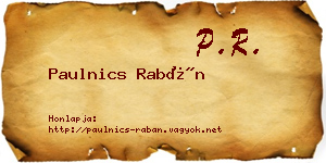 Paulnics Rabán névjegykártya